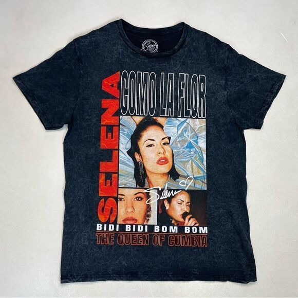 Selena Como La Flor The Queen Of Cumbia Graphic T-shirt Women Large Black - Picture 1 of 5